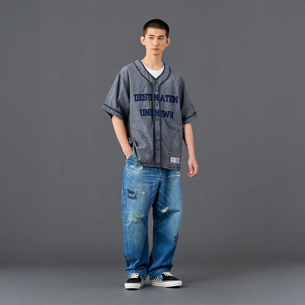 Liberaiders CHAMBRAY BASEBALL SHIRT リベレイダース シャンブレー ベースボール シャツ 732012601【メンズ ベースボールシャツ ブリーチ加工 ポケット 26SS】