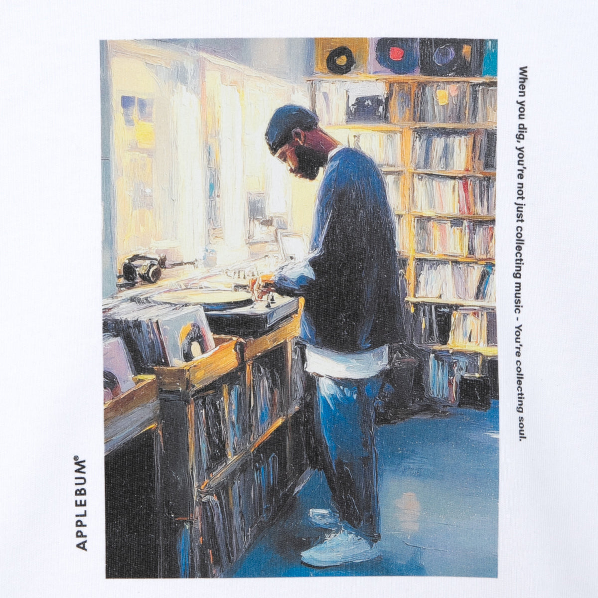 APPLEBUM “Digger” T-Shirt アップルバム “ディガー” Tシャツ 2611106【メンズ グラフィックTシャツ 音楽カルチャー ストリート ヴィンテージライク 26SS】