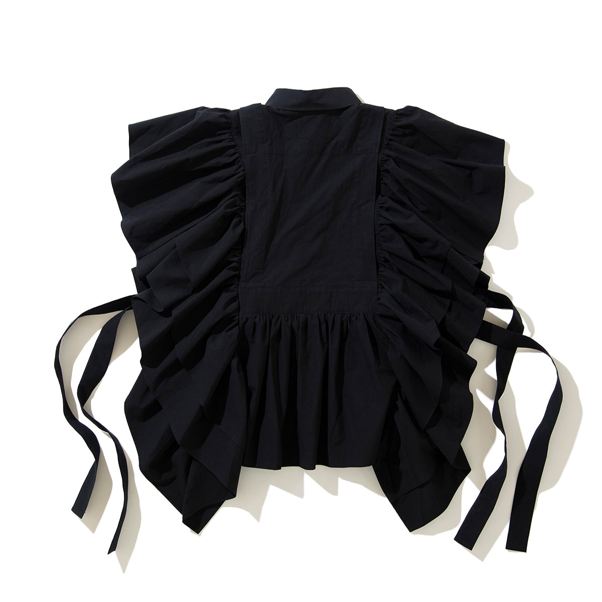 naokitomizuka Shirt collor frilled gilet ナオキトミヅカ シャツ カラー フリルド ジレ GRNTB025【レディース コットン100% フリル ブラウス 2WAY 26SS】