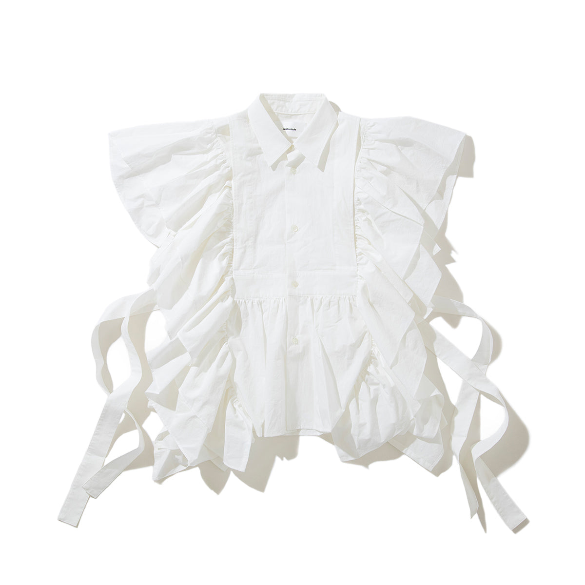 naokitomizuka Shirt collor frilled gilet ナオキトミヅカ シャツ カラー フリルド ジレ GRNTB025【レディース コットン100% フリル ブラウス 2WAY 26SS】