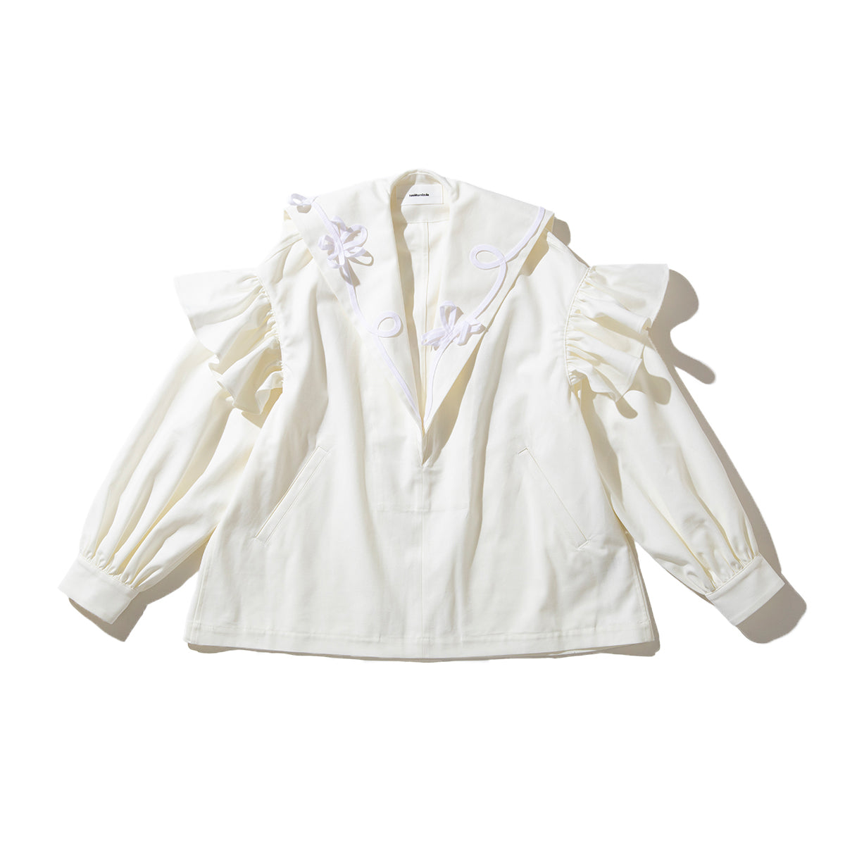 naokitomizuka embroidery Sailor collar jacket ナオキトミヅカ エンブロイダリー セーラーカラー ジャケット GRNTJ009【レディース コットン素材 シャツジャケット フリル 26SS】