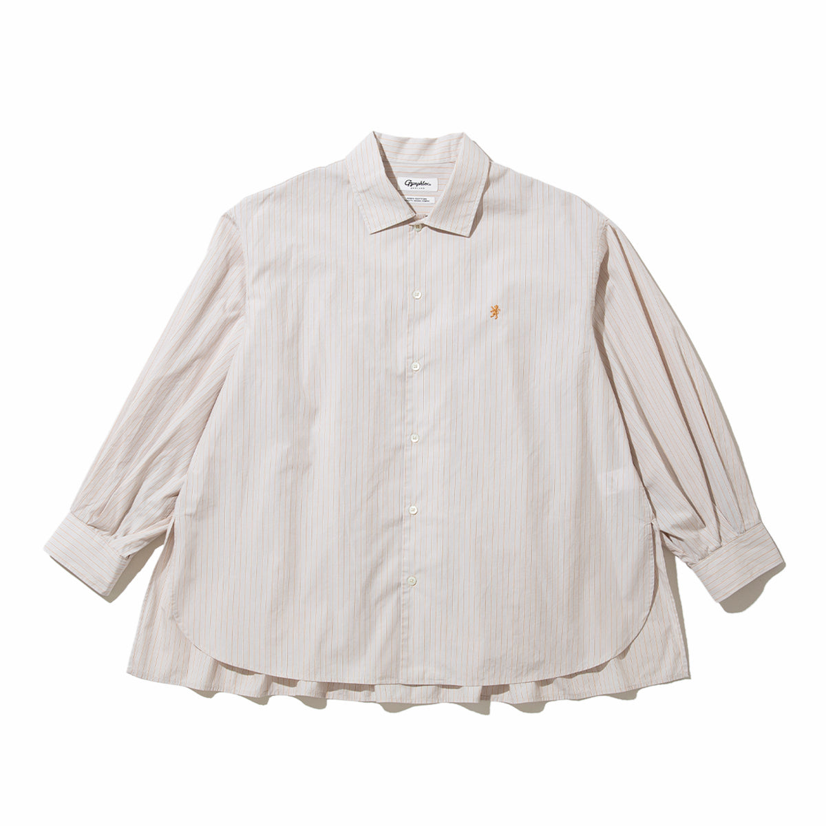 Gymphlex Cotton Multi-Stripe L/S Tunic Shirt ジムフレックス コットン マルチストライプ 長袖チュニックシャツ GY-B0365-PMS【レディース 長袖シャツ リラックスサイズ サイドスリット 26SS】