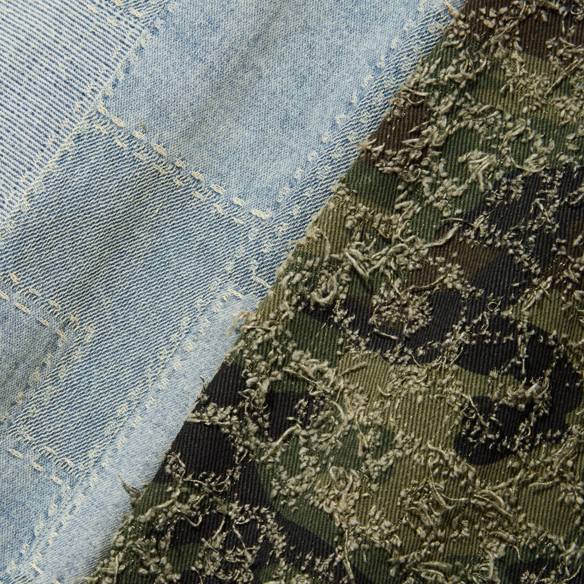 Diaspora skateboards Starbury Parka ディアスポラ スケートボード スターベリーパーカー DSP-26SS-0T02【メンズ フード付きジャケット パッチワークデニム カモフラージュ柄 ボックスシルエット ドローコード仕様 26SS】