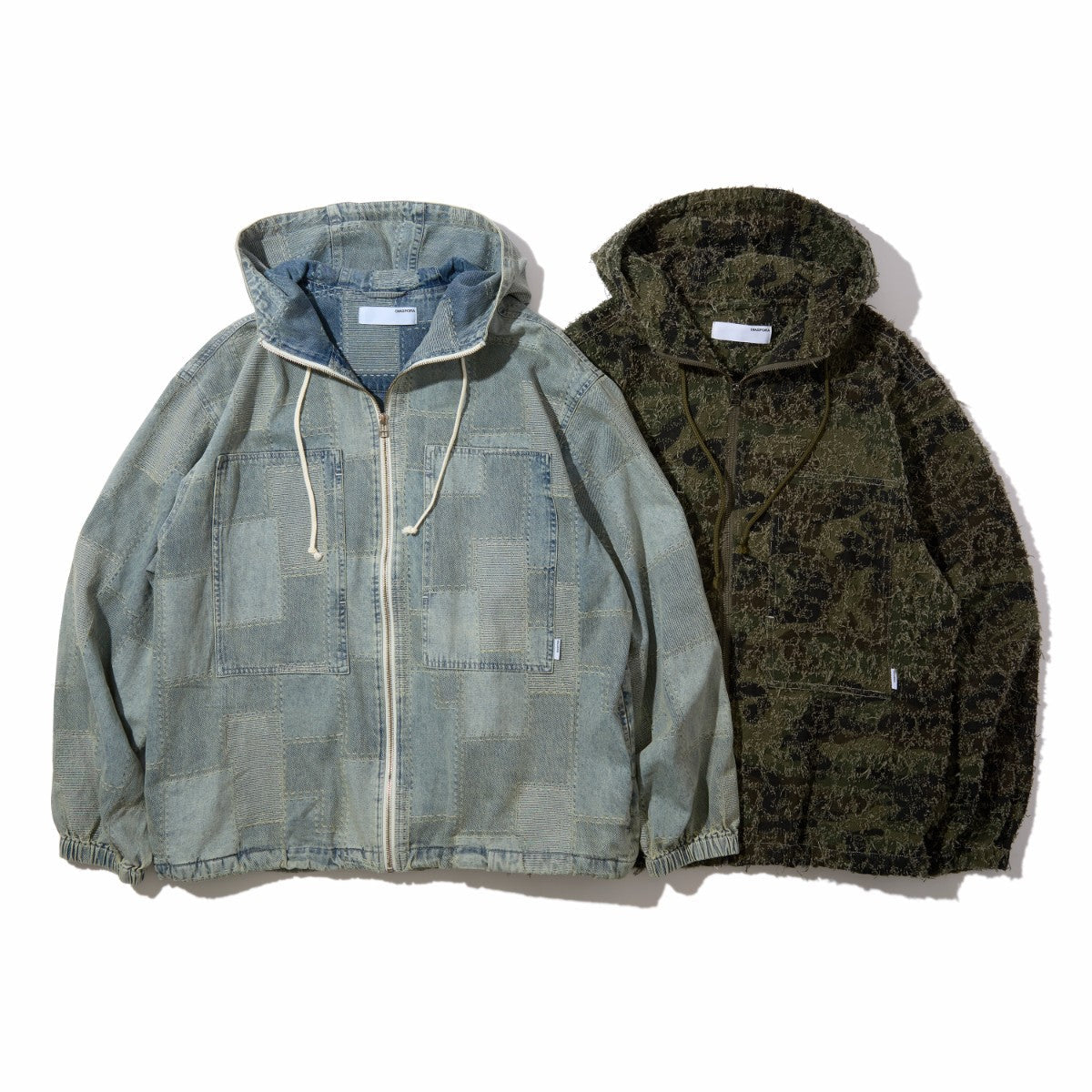 Diaspora skateboards Starbury Parka ディアスポラ スケートボード スターベリーパーカー DSP-26SS-0T02【メンズ フード付きジャケット パッチワークデニム カモフラージュ柄 ボックスシルエット ドローコード仕様 26SS】