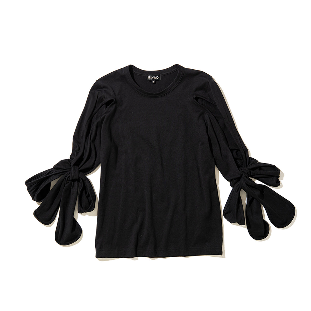MIYAO Ribbon Cuff Tee ミヤオ 袖口リボン ティー METS-03【レディース コットン素材 リボン 26SS】
