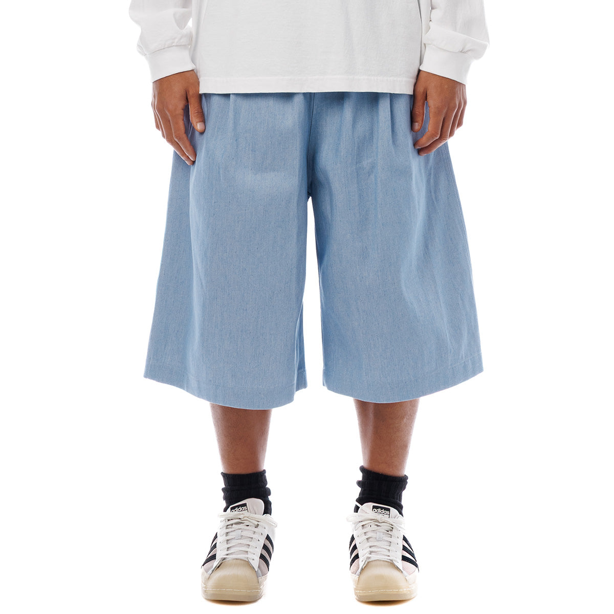 Sandinista Light Denim Easy Baggy Shorts サンディニスタ ライト デニム イージー バギー ショーツ 60426PS03【メンズ デニム生地 タック入り イージーショーツ 26SS】