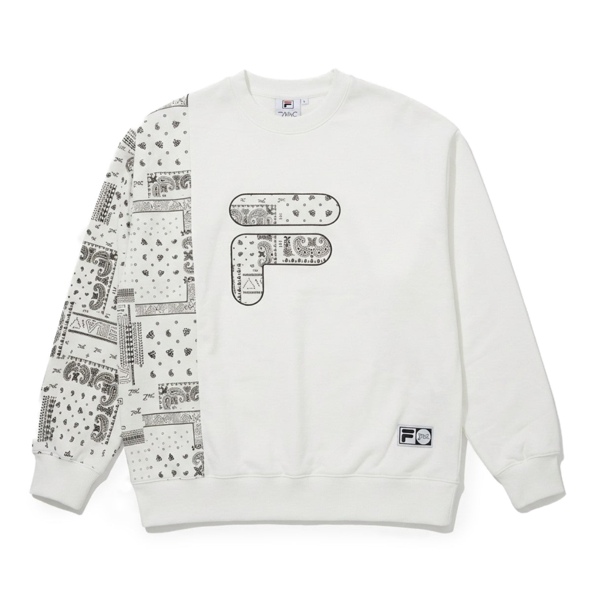 FILA SWEATSHIRT フィラ スウェットシャツ SM6SBU704【メンズ コラボ ストリート スウェット オーバーサイズ ペイズリー柄 26SS】