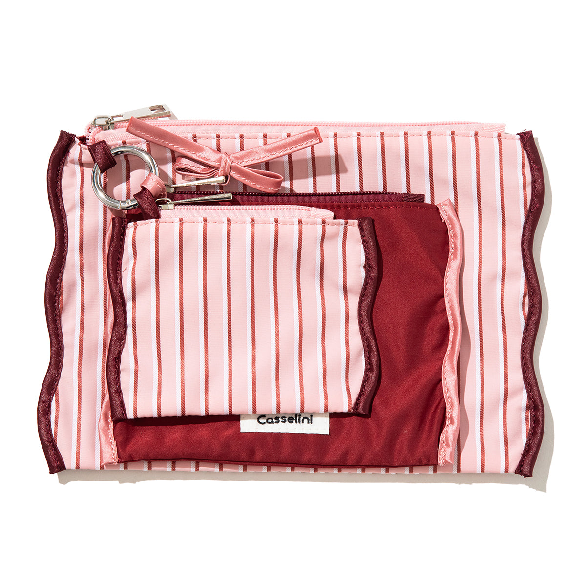 Casselini Stripe Pouch Set キャセリーニ ストライプポーチセット 255-110601【レディース ストライプ カラビナ付き 26SS】