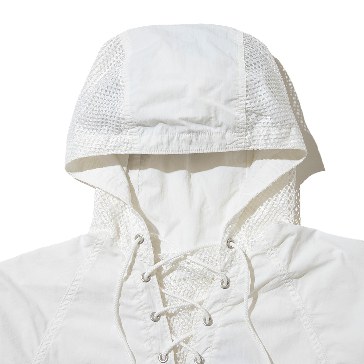 UNFRM OUTDOOR STANDARD NY TYPEWRITER PANEL MESH DECK PARKA ユニフォームアウトドアスタンダード NY タイプライター パネル メッシュ デッキ パーカー SS-4302【メンズ ナイロン素材 通気性 ドローコード 26SS】