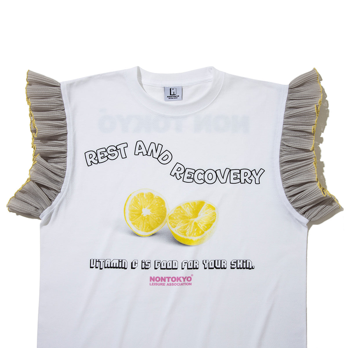 NON TOKYO FRILL SLEEVE T-SHIRT ノントーキョー フリル スリーブ ティーシャツ NON-26S-0425【レディース ノースリーブ フリル グラフィック 26SS】