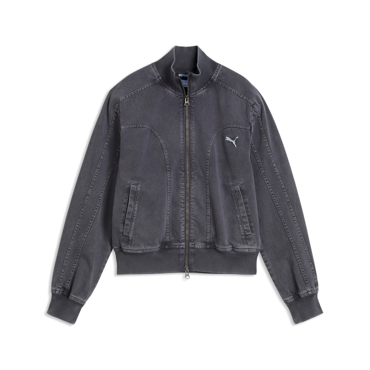PUMA FUTURE PUMA ARCHIVE プーマ フューチャー プーマ アーカイブ 639135【レディース デニムジャケット ウィッシュ加工 ロゴ ヴィンテージ風 26FW】