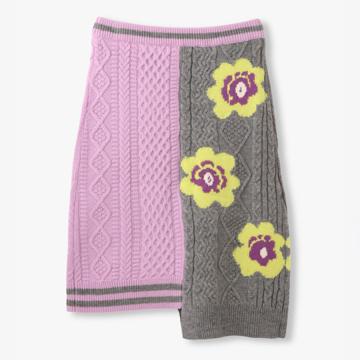 anna sui nyc Floral Pattern Mix Jacquard Skirt アナスイ エヌワイシー 花柄MIXジャガードスカート 16234472【レディース ニットスカート ケーブルニット 花柄 ジャカード編み アシンメトリー 26FW】