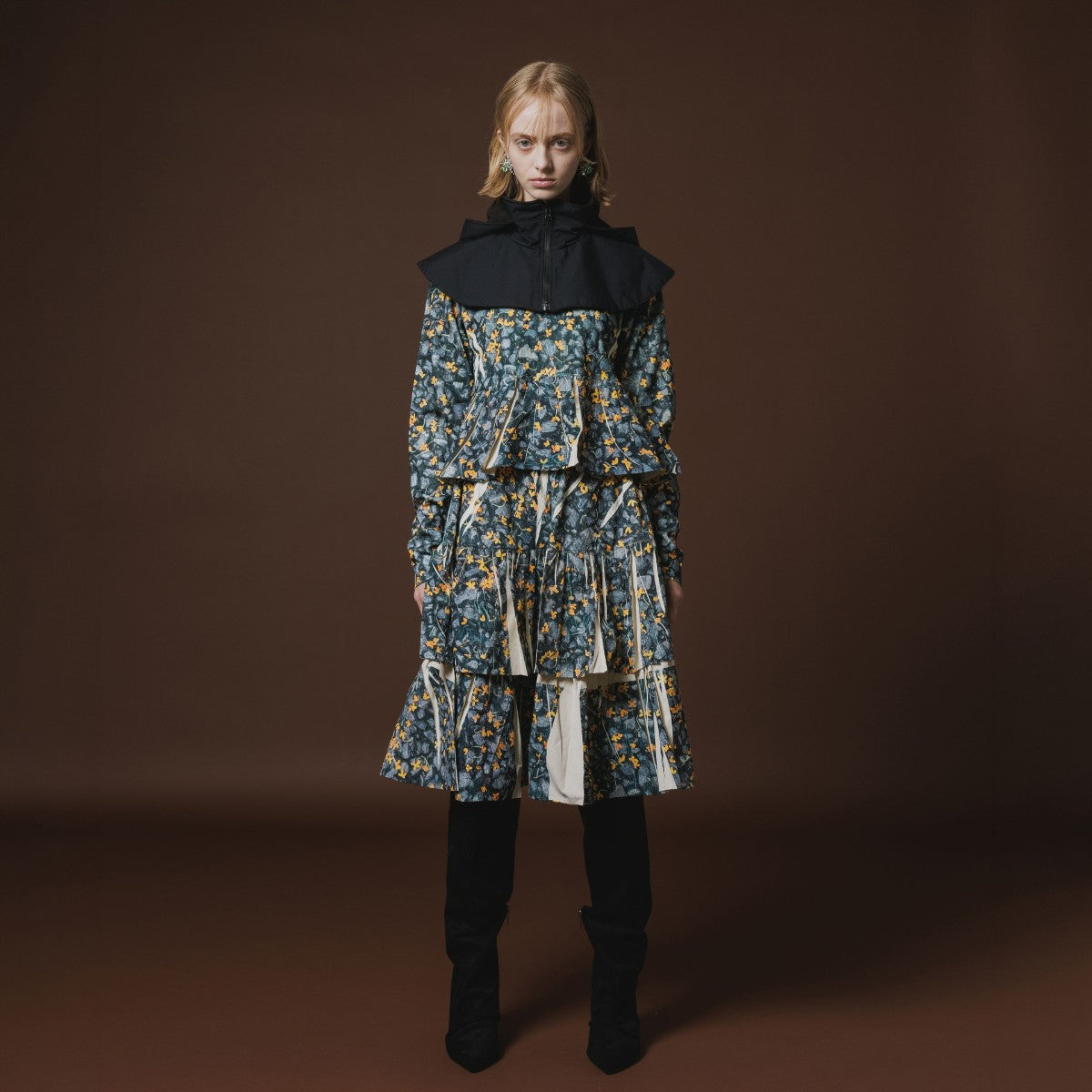 NON TOKYO DIRECT PRINT RIB GATHER C/S ノントーキョー ダイレクトプリント リブギャザー C/S NON-26A-0917【レディース ギャザーカットソー フォトプリント 1点物 ストレッチ性 26FW】