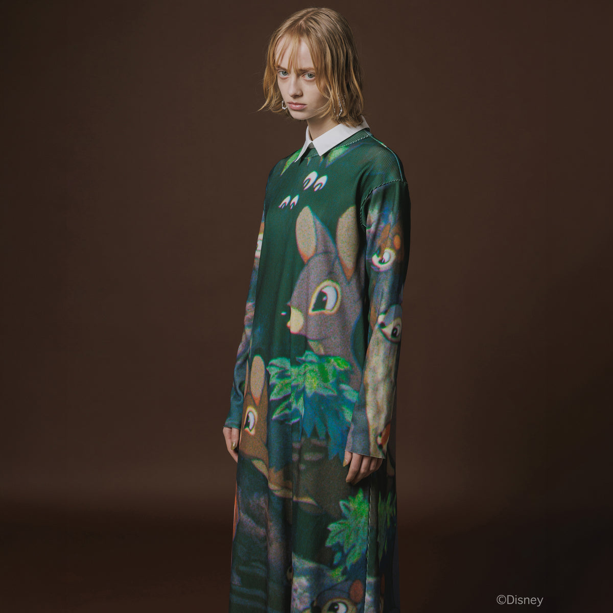 NON TOKYO Print Rib L/S One-Piese / Snow White ノントーキョー プリントリブロングスリーブワンピース/スノーホワイト NON-26A-SW10-003【レディース リブワンピース 長袖ワンピース プリントワンピース 総柄プリント 26FW】