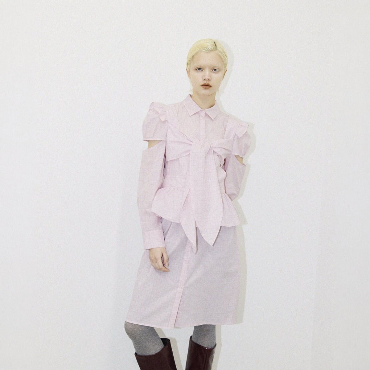 PoI puff sleeve dress shirt ポィ パフスリーブドレスシャツ 262-FD03【レディース シャツワンピース ブラウス調 日本製 26FW】