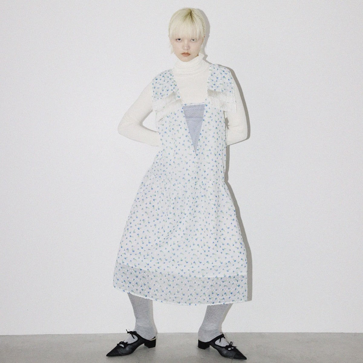 PoI FLOWER JAQUARD DRESS ポィ フラワー ジャカードドレス 262-FD08【レディース ロングワンピース ワンピース 花柄 フリンジ 26FW】