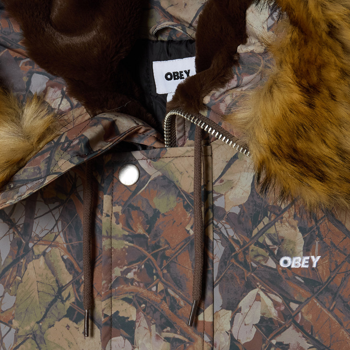 OBEY N-2B SHORT PARKA オベイ N-2B ショートパーカー 121800623【メンズ フェイクファー ジップフード フード付き アウター 中綿ジャケット 26FW】