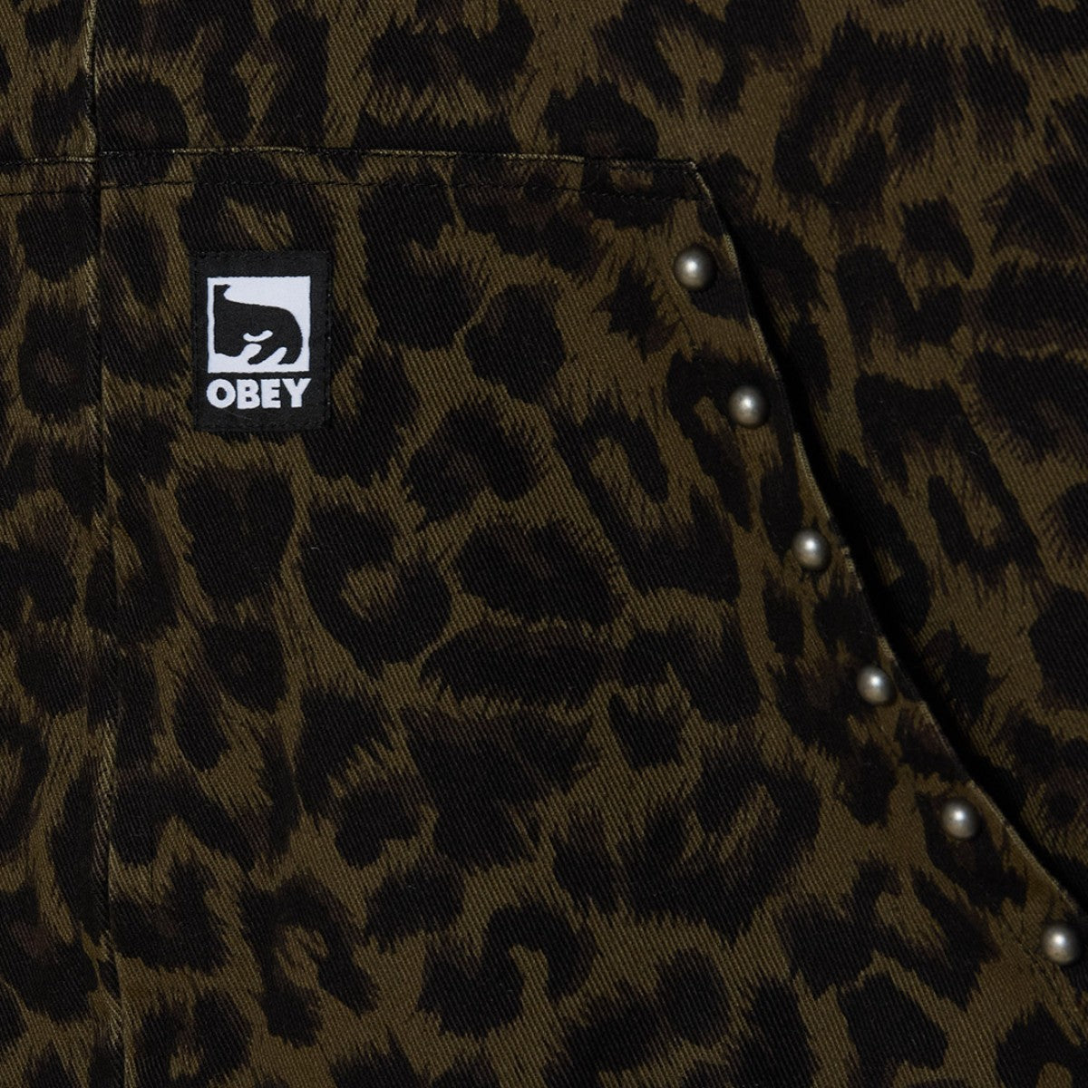 OBEY STUDDED ZIP UP JACKET オベイ スタッデッド ジップアップ ジャケット 121800633【メンズ フードジャケット メタルスタッズ ジップアップ メタルジッパー ドローコード 26FW】