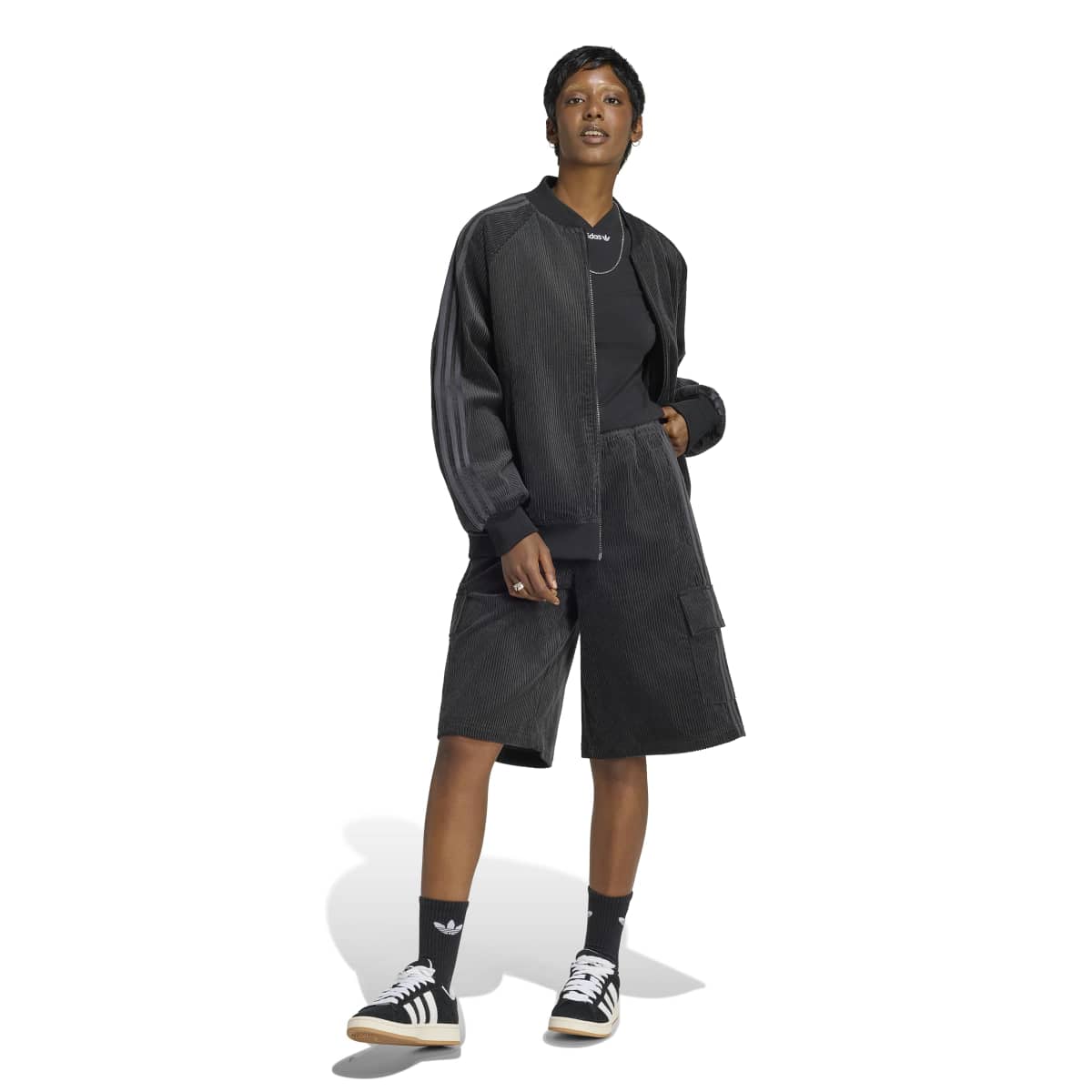 adidas Originals CORDUROY SST OVERSIZED TRACK TOP アディダスオリジナルス コーデュロイ SST オーバーサイズ トラックトップ LOH25-KQ6436【レディース トラックジャケット オーバーサイズ コーデュロイ カジュアル デイリーユース 26FW】