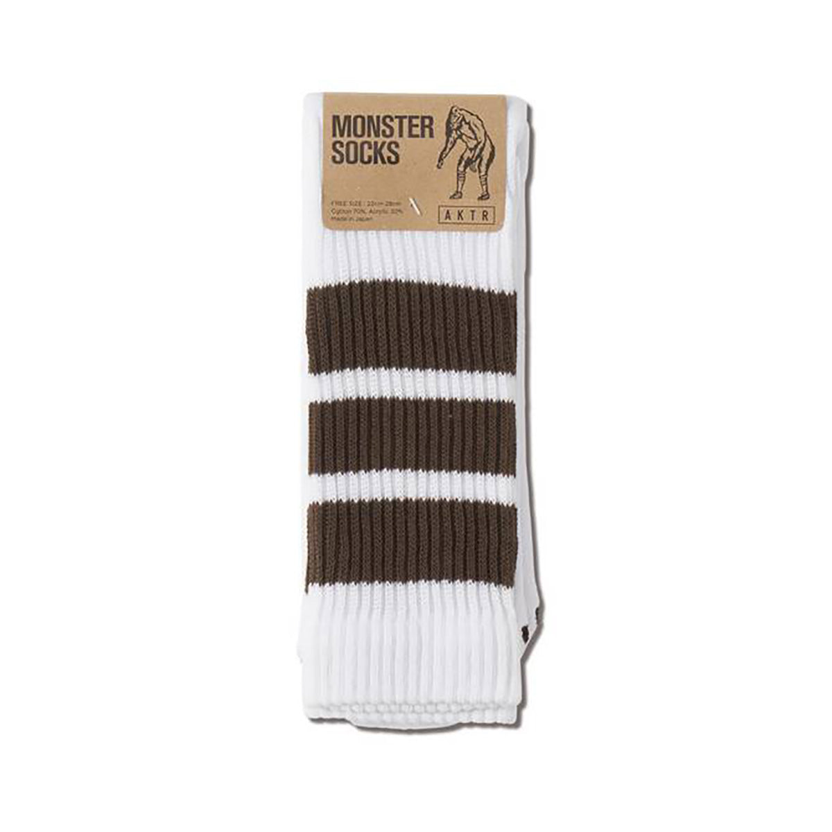 AKTR MONSTER SOCKS アクター モンスターソックス 226-011021【メンズ ソックス オールドスクール レトロカラー ラインデザイン クルーソックス 26FW】