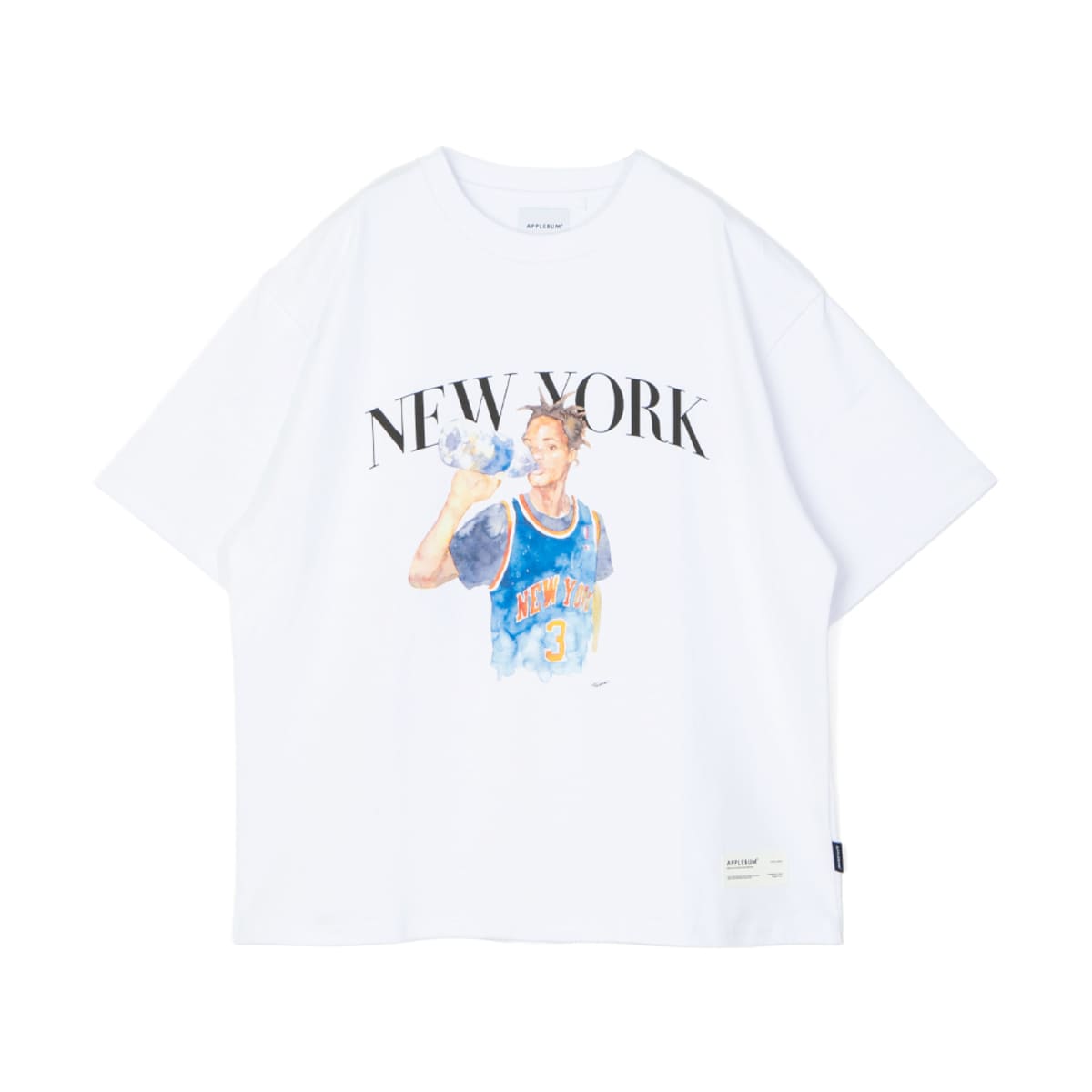 APPLEBUM “New York” T-shirt アップルバム ニューヨーク Tシャツ TY2621101【メンズ 半袖Tシャツ グラフィックTシャツ 水彩画 天竺 ストリート 26FW】