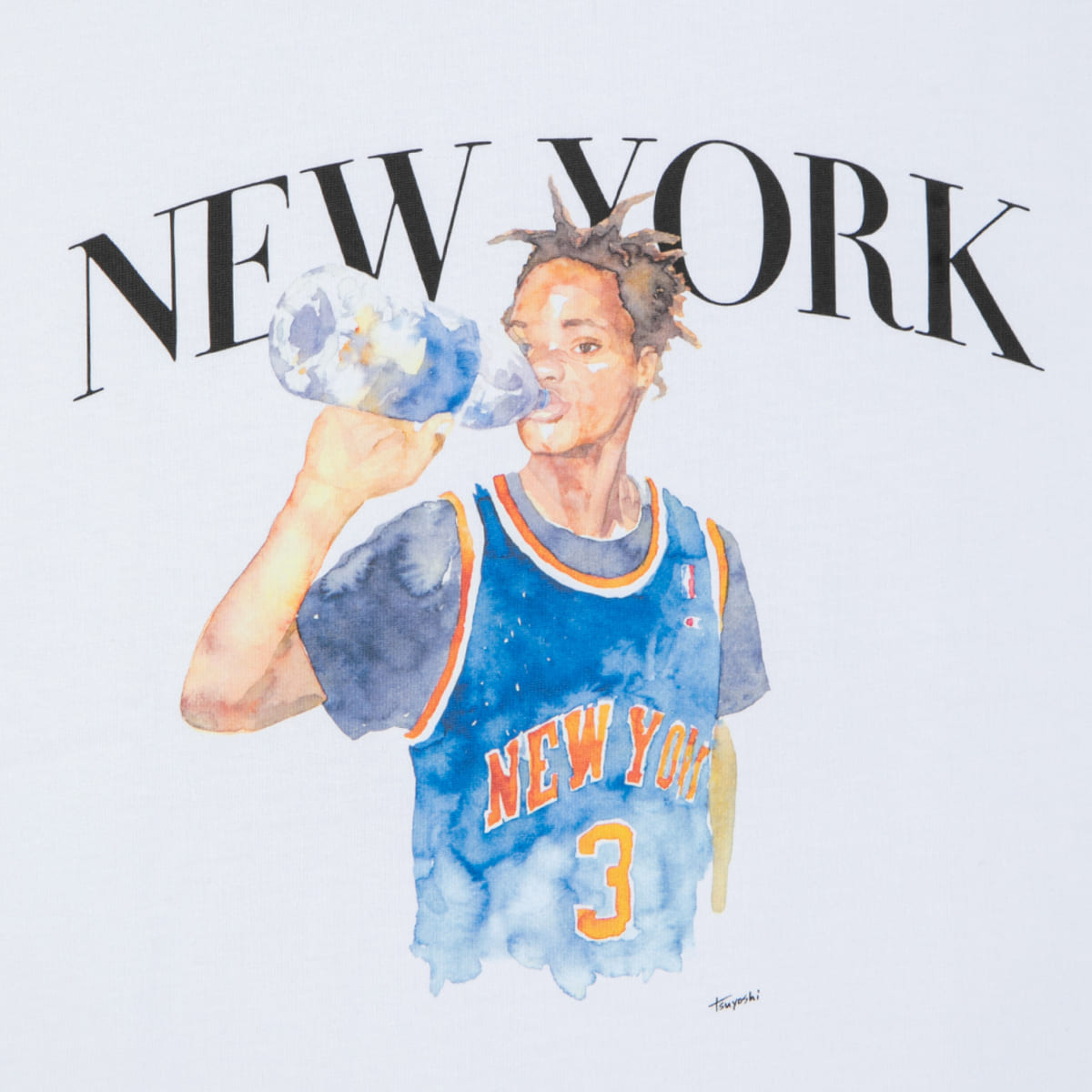 APPLEBUM “New York” T-shirt アップルバム ニューヨーク Tシャツ TY2621101【メンズ 半袖Tシャツ グラフィックTシャツ 水彩画 天竺 ストリート 26FW】