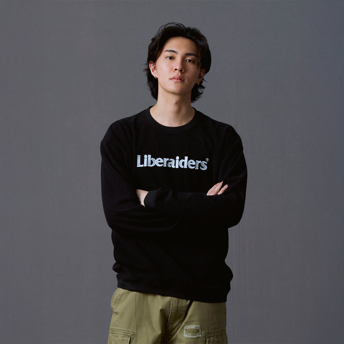 Liberaiders OG LOGO FLEECE CREWNECK リベレイダース オージー ロゴ フリース クルーネック 733092603【メンズ 長袖 クルーネック フリース 保温性 軽量 カジュアル 26FW】