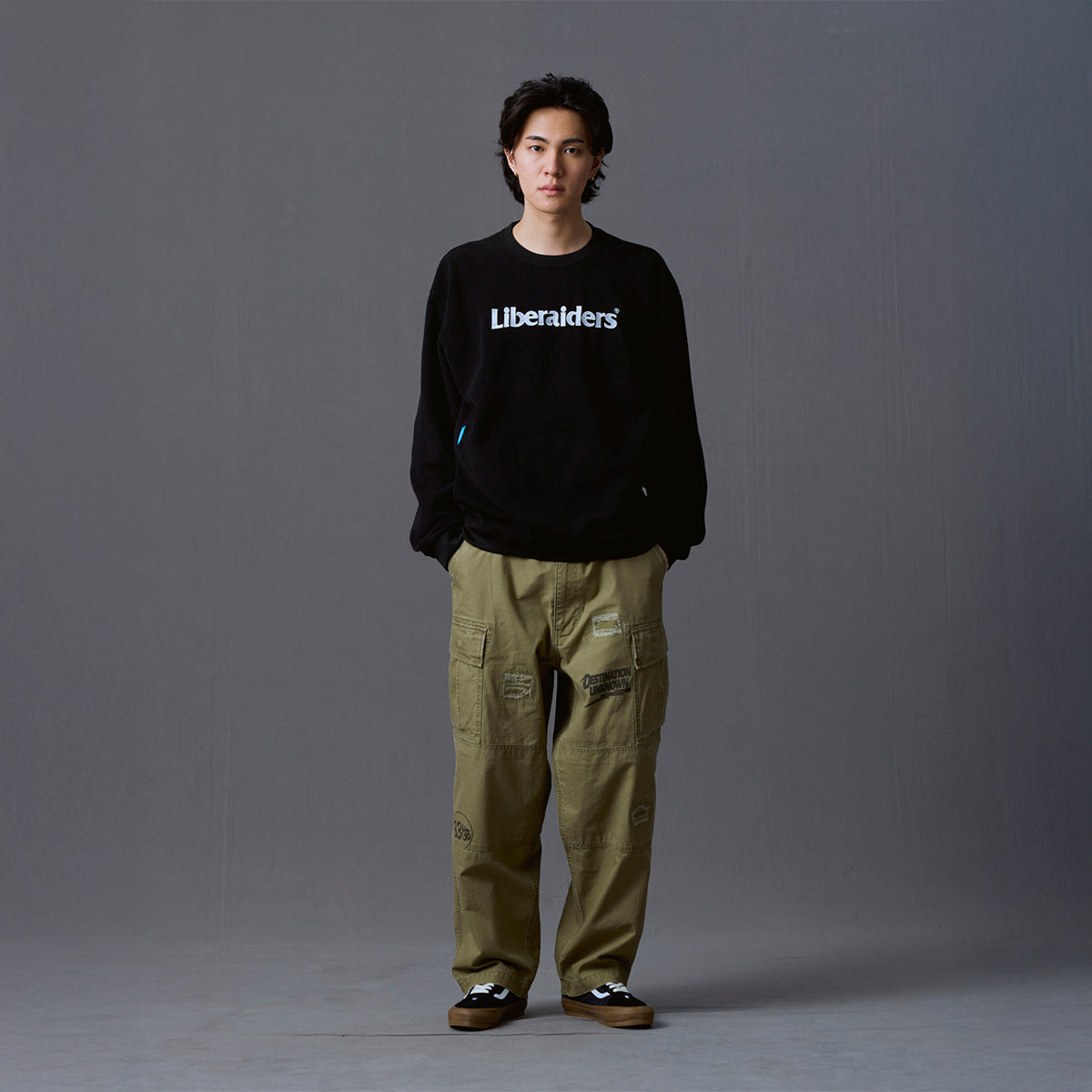 Liberaiders OG LOGO FLEECE CREWNECK リベレイダース オージー ロゴ フリース クルーネック 733092603【メンズ 長袖 クルーネック フリース 保温性 軽量 カジュアル 26FW】