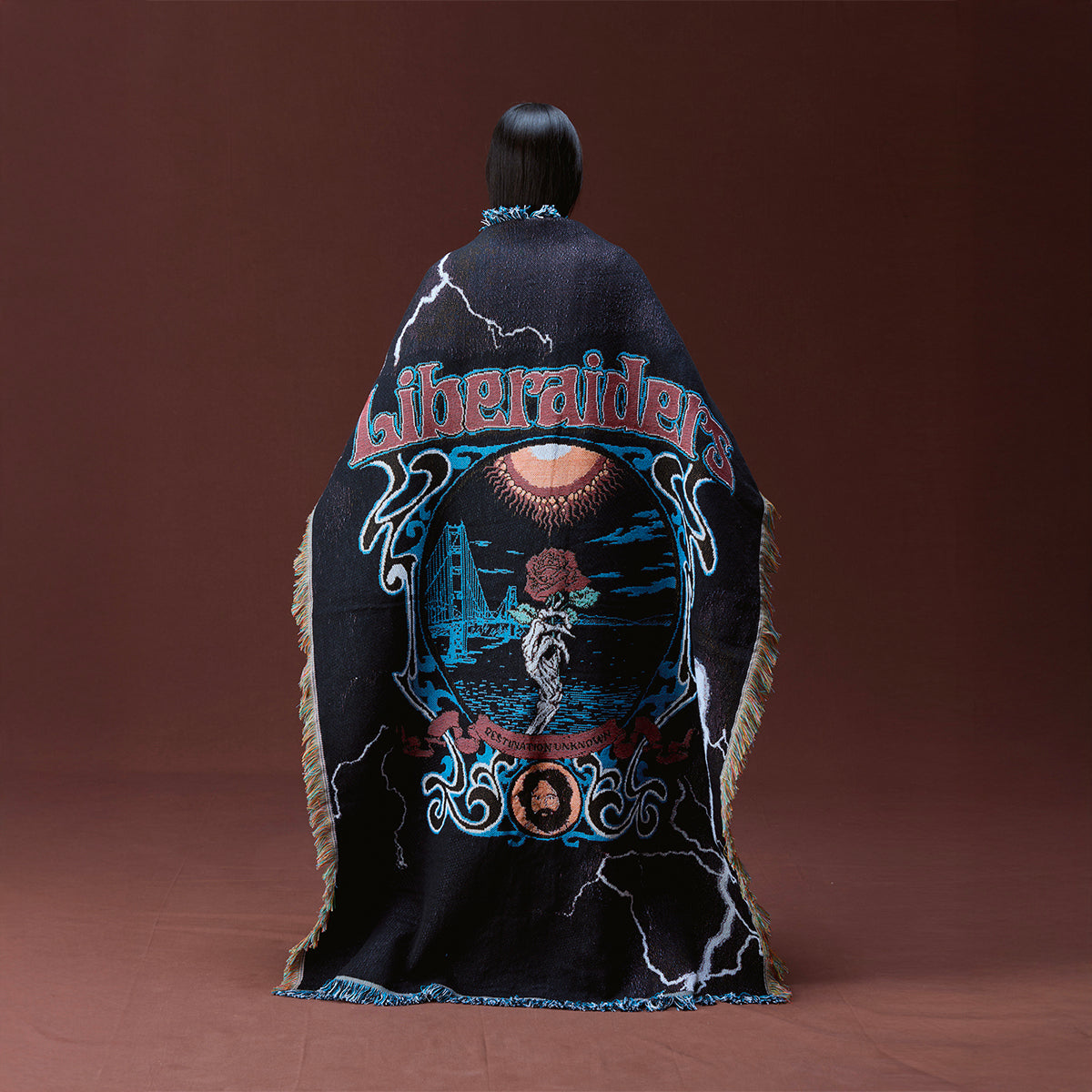 Liberaiders DEAD ROSE THROW BLANKET リベレイダース デッド ローズ スローブランケット 739092603【メンズ 大判スルーケット ブランケット ジャガード織 ラグ 快適 26FW】