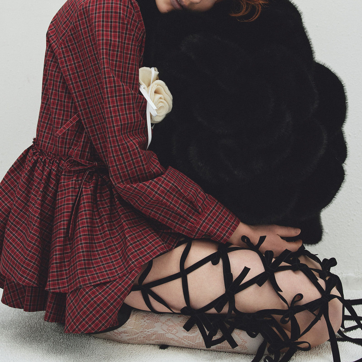 naokitomizuka Velvet Ribbon Skirt ナオキトミヅカ ベルベットリボンスカート GRNTS016【レディース ベルベット リボン レイヤード 日本製 26FW】