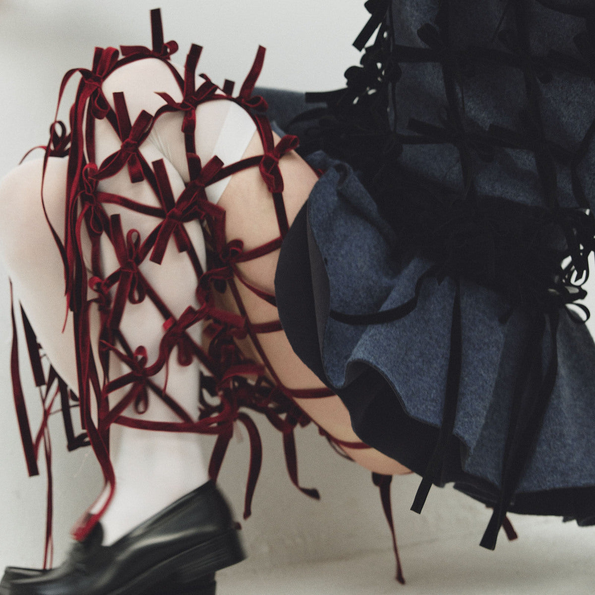 naokitomizuka Velvet Ribbon Skirt ナオキトミヅカ ベルベットリボンスカート GRNTS016【レディース ベルベット リボン レイヤード 日本製 26FW】