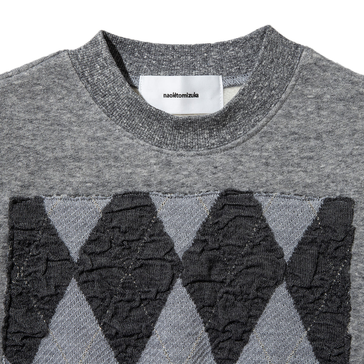 naokitomizuka Argyle Knit Docking Sweat ナオキトミヅカ アーガイルニットドッキングスウェット GRNTT031【レディース ニット スウェット トレーナー アーガイル柄 ドッキング 26FW】