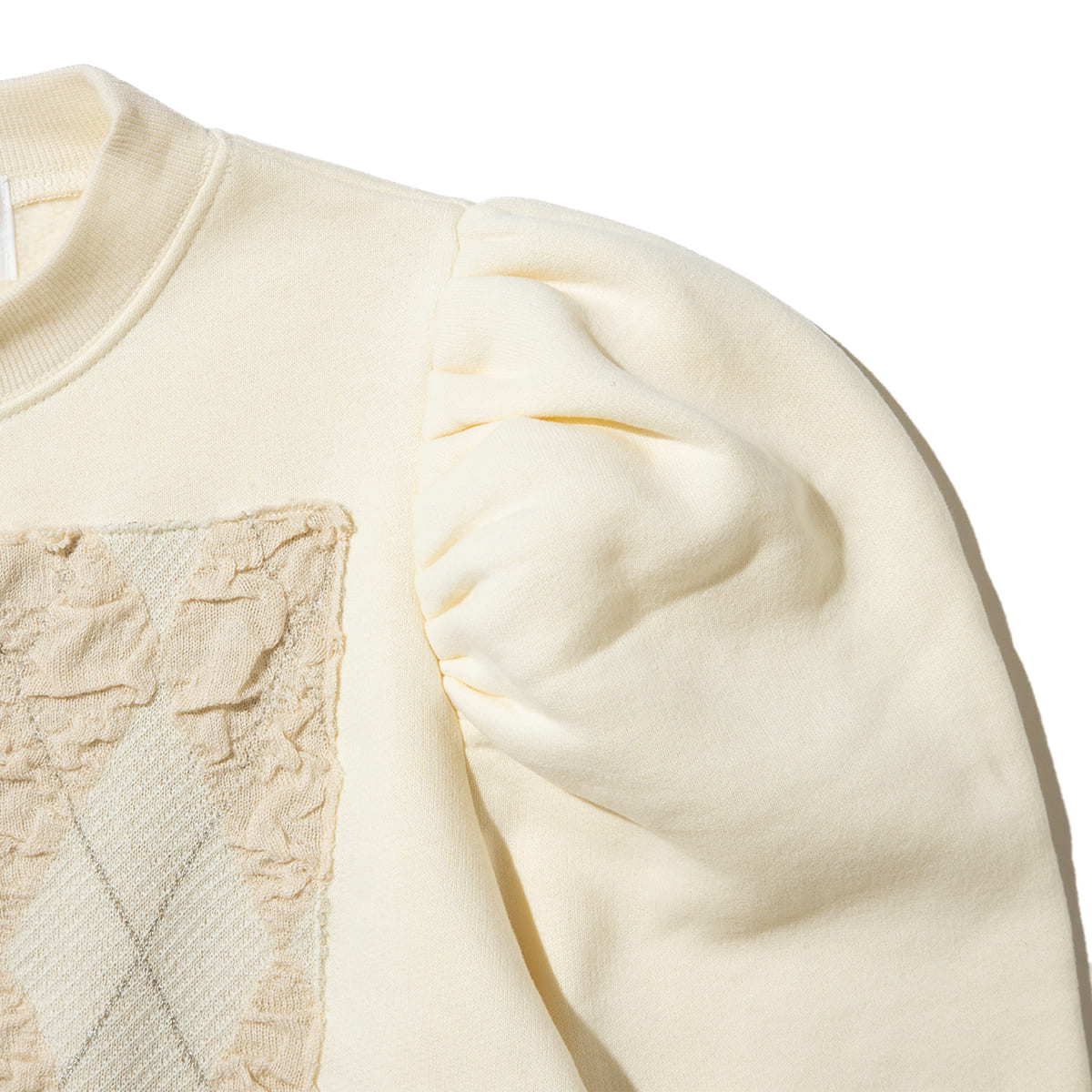 naokitomizuka Argyle Knit Docking Sweat ナオキトミヅカ アーガイルニットドッキングスウェット GRNTT031【レディース ニット スウェット トレーナー アーガイル柄 ドッキング 26FW】