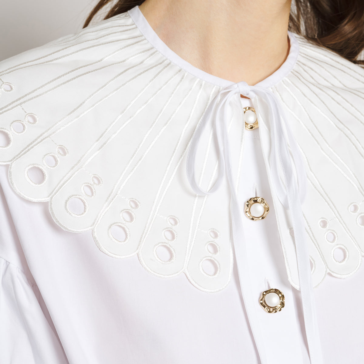 Sister Jane Lumiere Collar Blouse シスター ジェーン ルミエール カラー ブラウス 34SJ01BL1314WHT【レディース 半袖ブラウス パフスリーブ ガーリー 上品 きれいめ 取り外し可能 26FW】