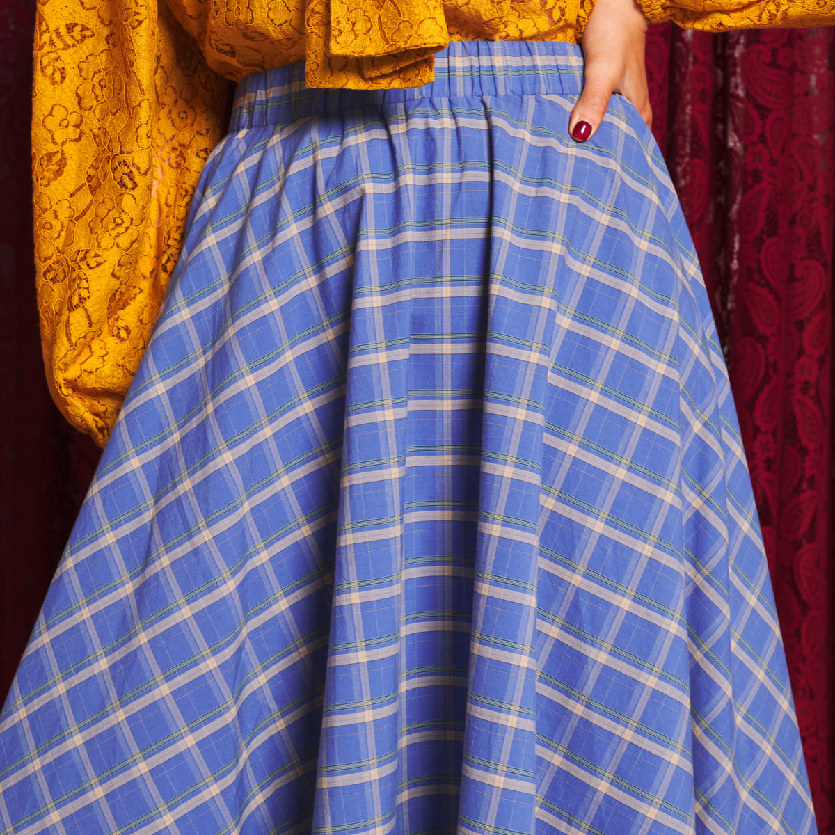 Sister Jane Lumina Check Circle Skirt シスター ジェーン ルミナ チェック サークル スカート 34SJ02SK475BLE【レディース フレアスカート ミディ丈 チェック柄 上品 ガーリー 26FW】