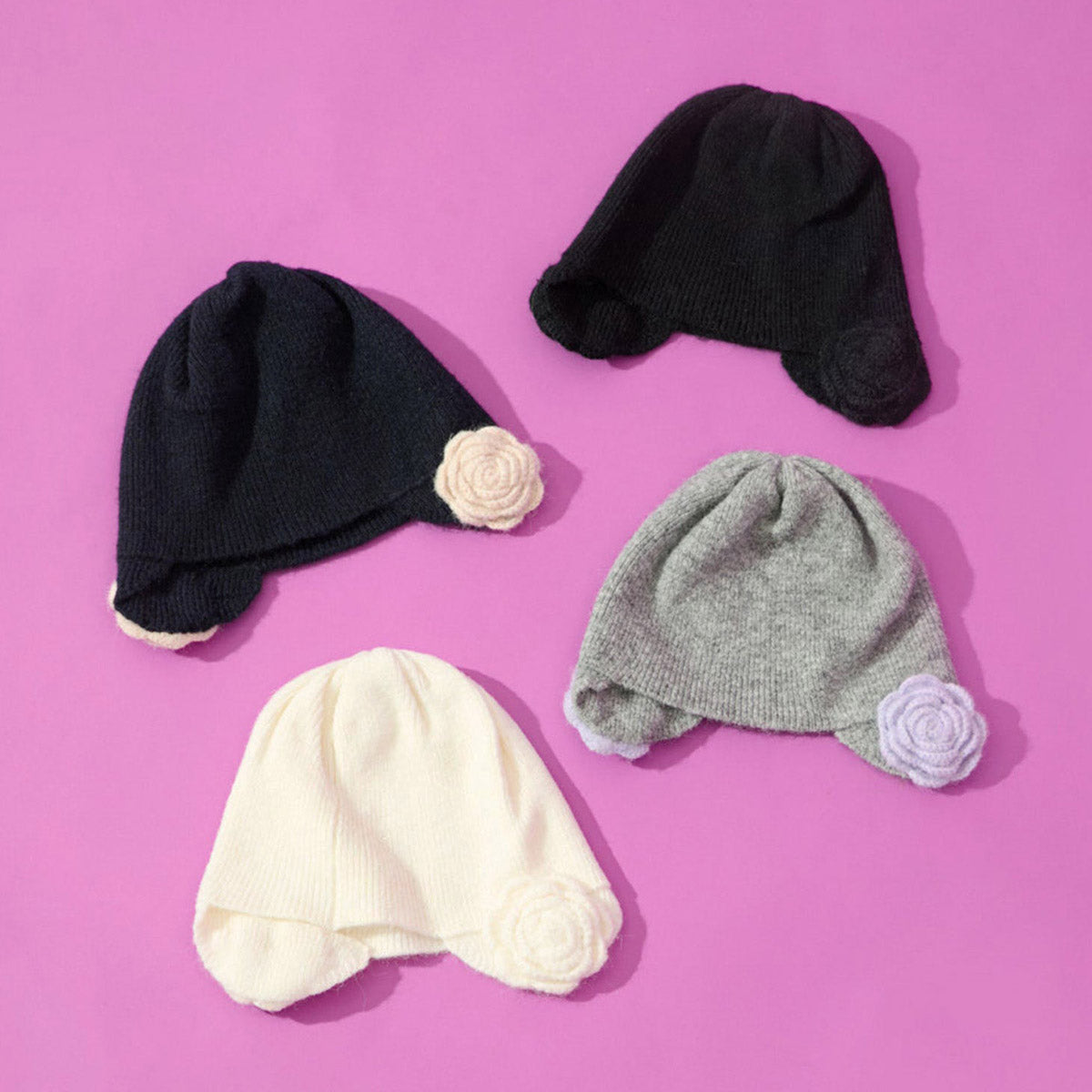 Casselini Flower Knit Hat キャセリーニ フラワーニット帽 252-112701【レディース ニット帽 防寒性 ガーリー カジュアル デイリーユース 26FW】