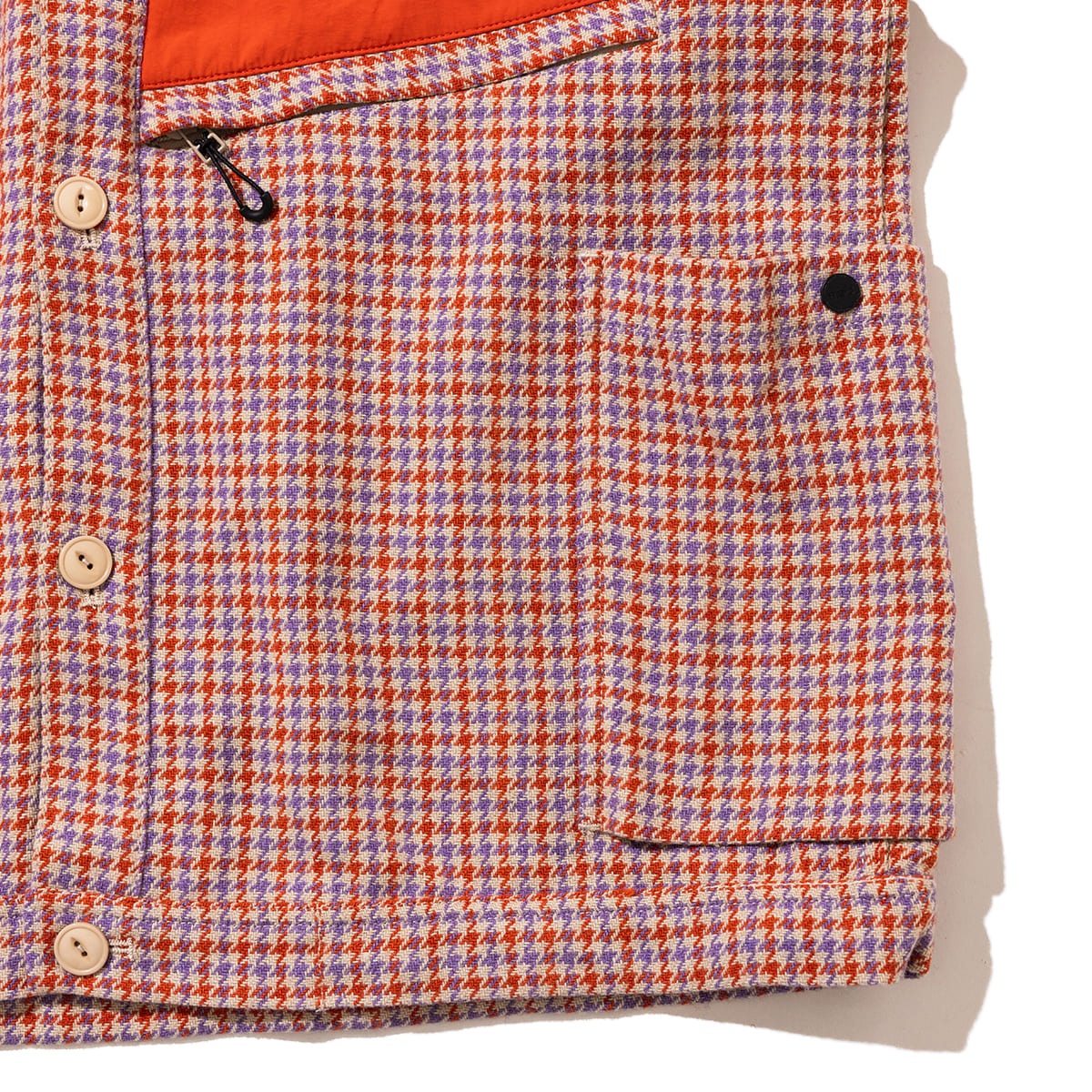 wfeld Wool-Nylon Tweed Short Shirt Jacket フェルド ウールナイロン ツイード ショート シャツジャケット WF-26AW-WLD-JK06【メンズ チェック柄 ショート丈 パッチポケット カジュアル デイリーユース 26FW】