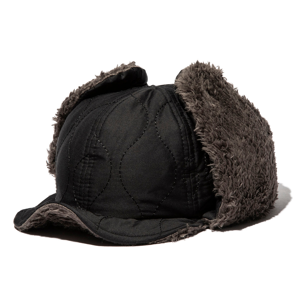 2WAY 6PANEL MILITARY QUILT BOA FLEECE EARFLAP CAP