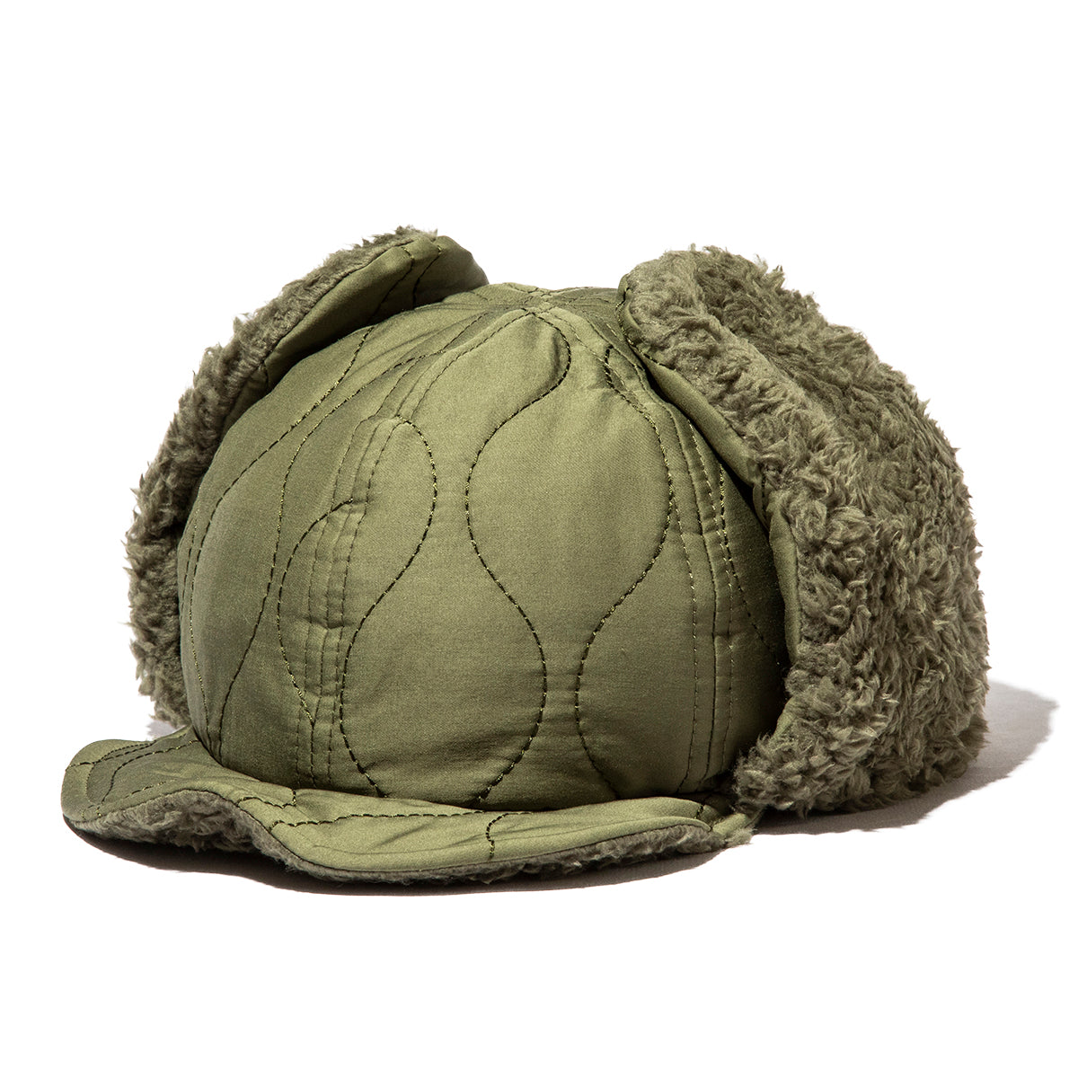 2WAY 6PANEL MILITARY QUILT BOA FLEECE EARFLAP CAP