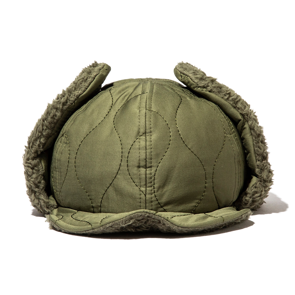 2WAY 6PANEL MILITARY QUILT BOA FLEECE EARFLAP CAP