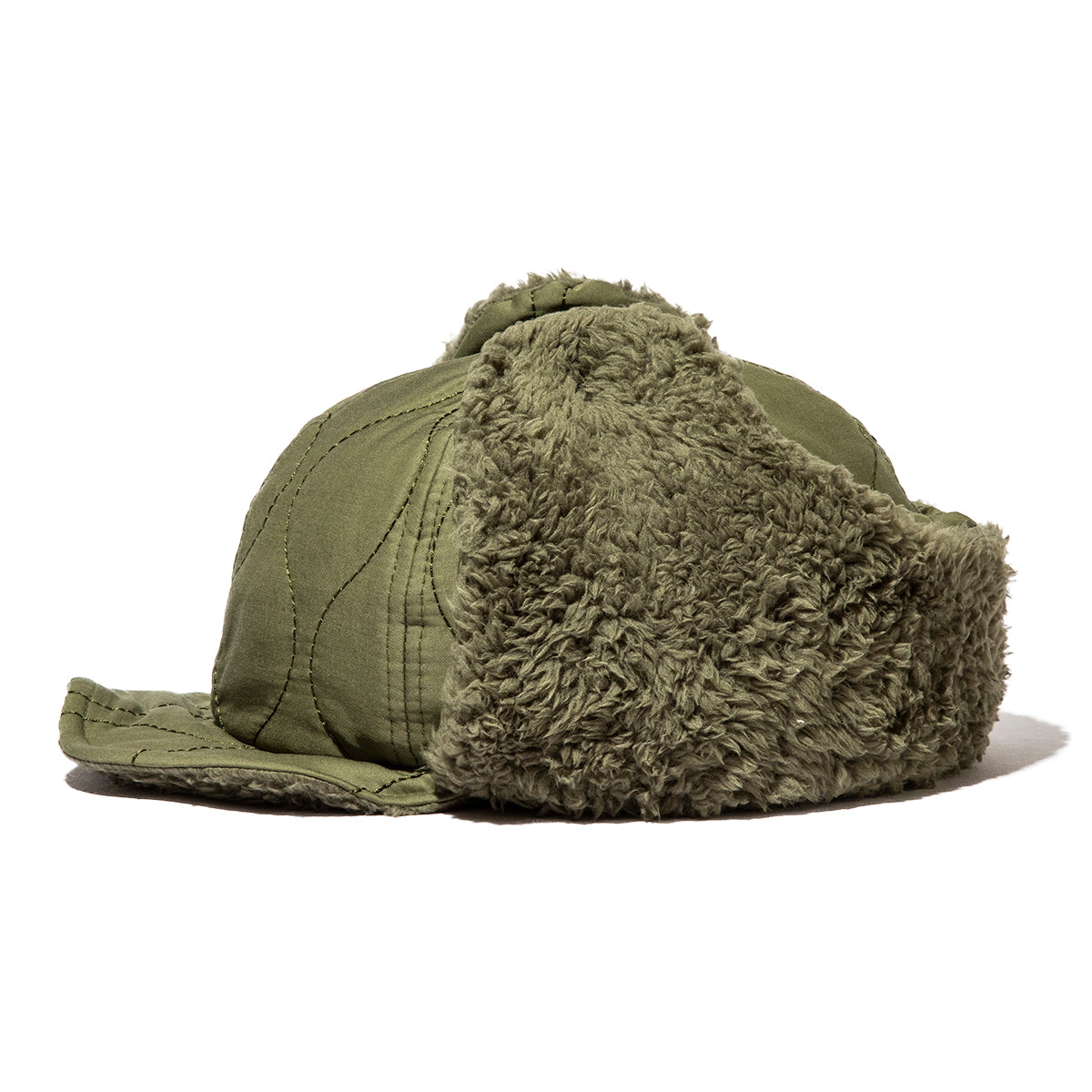2WAY 6PANEL MILITARY QUILT BOA FLEECE EARFLAP CAP