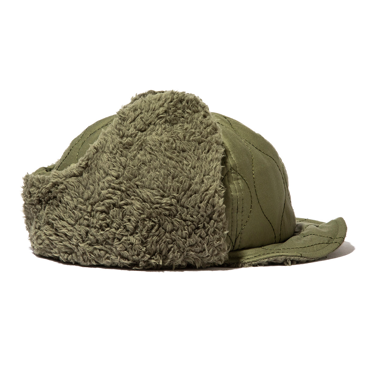 2WAY 6PANEL MILITARY QUILT BOA FLEECE EARFLAP CAP
