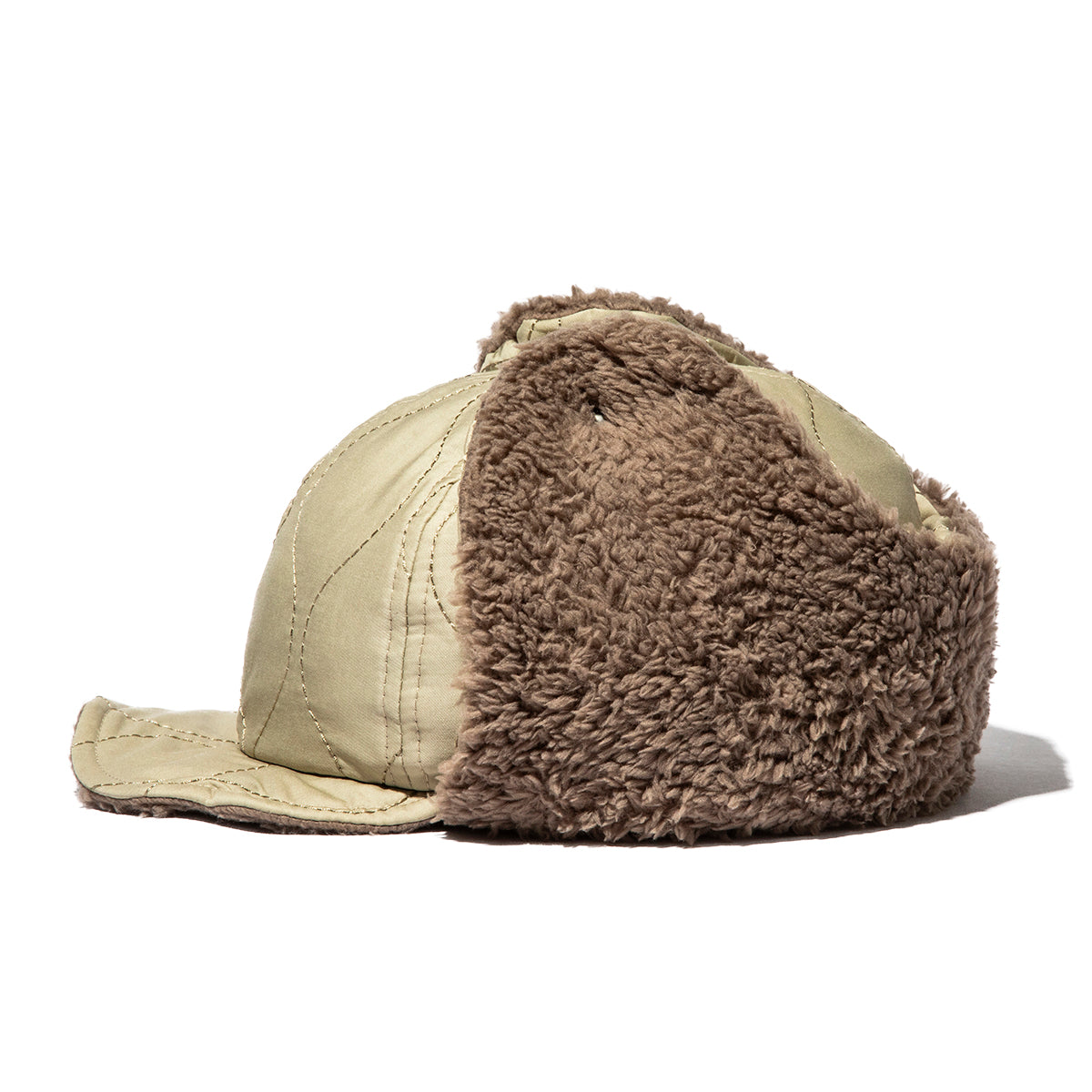 2WAY 6PANEL MILITARY QUILT BOA FLEECE EARFLAP CAP