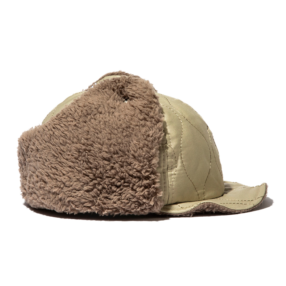 2WAY 6PANEL MILITARY QUILT BOA FLEECE EARFLAP CAP