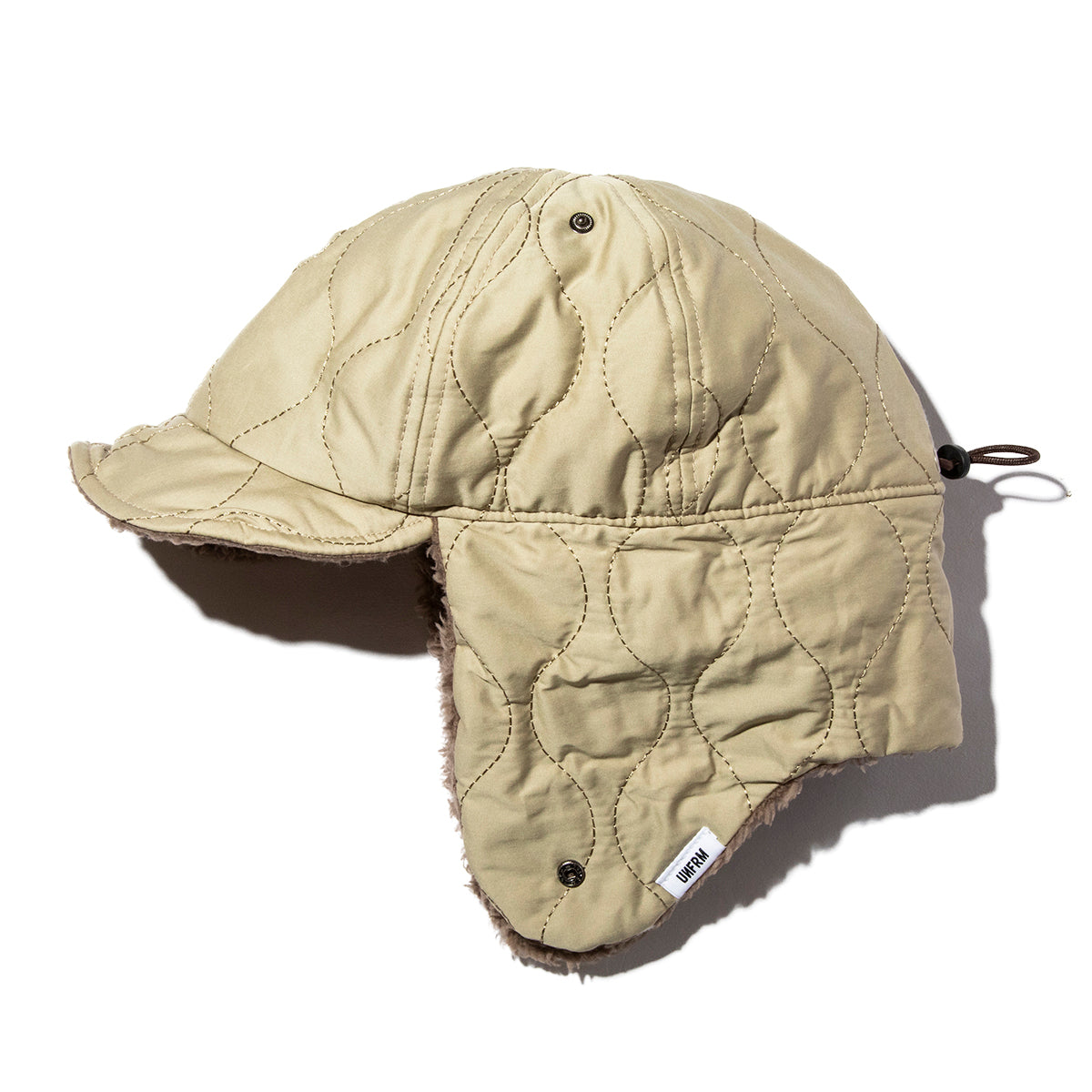 2WAY 6PANEL MILITARY QUILT BOA FLEECE EARFLAP CAP