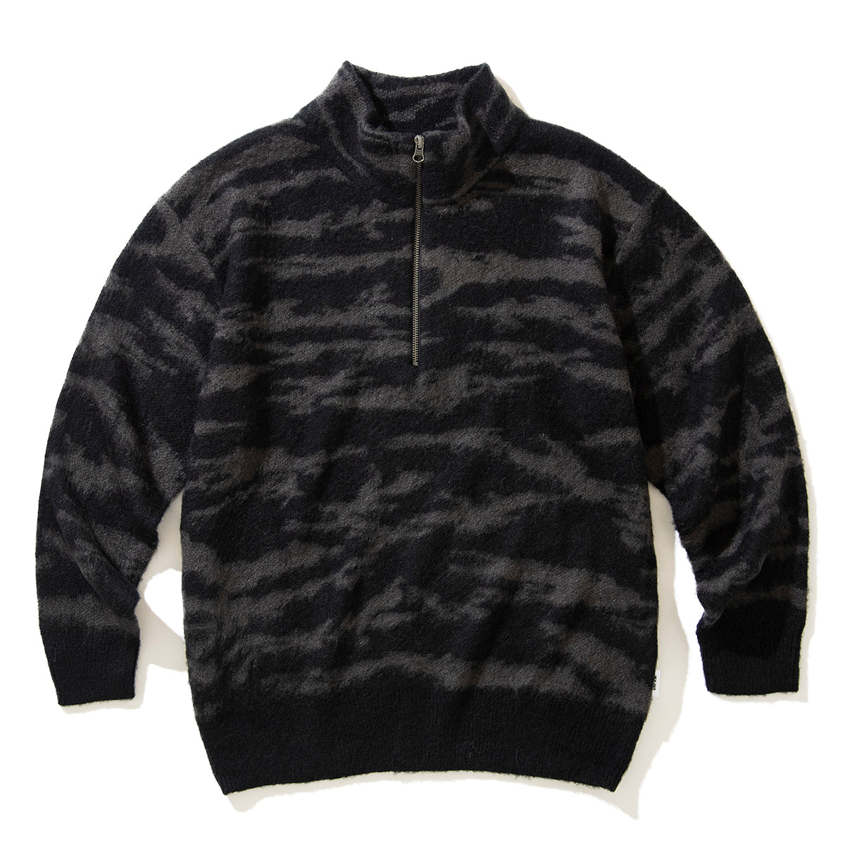 MOHAIR KNIT CAMO HALF ZIP PULLOVER