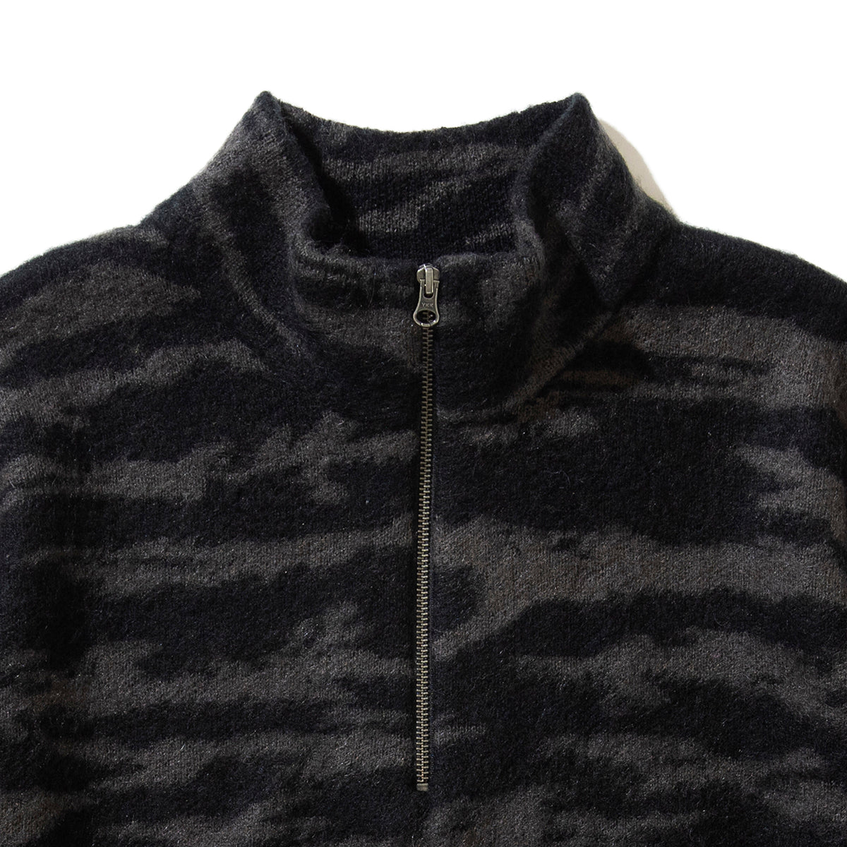 MOHAIR KNIT CAMO HALF ZIP PULLOVER