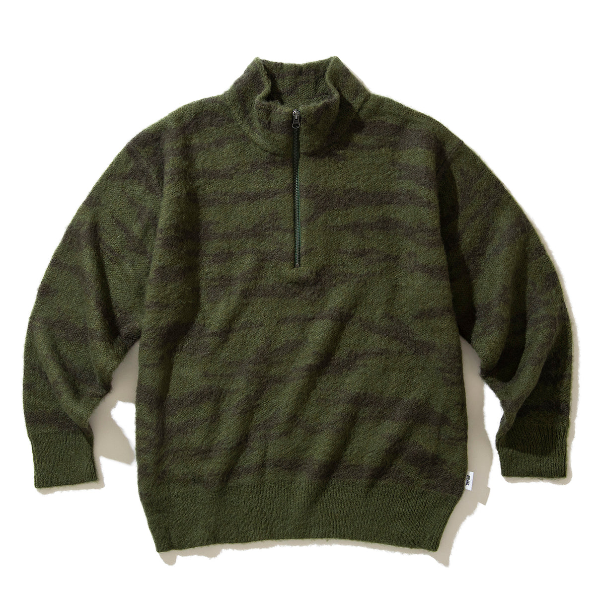 MOHAIR KNIT CAMO HALF ZIP PULLOVER