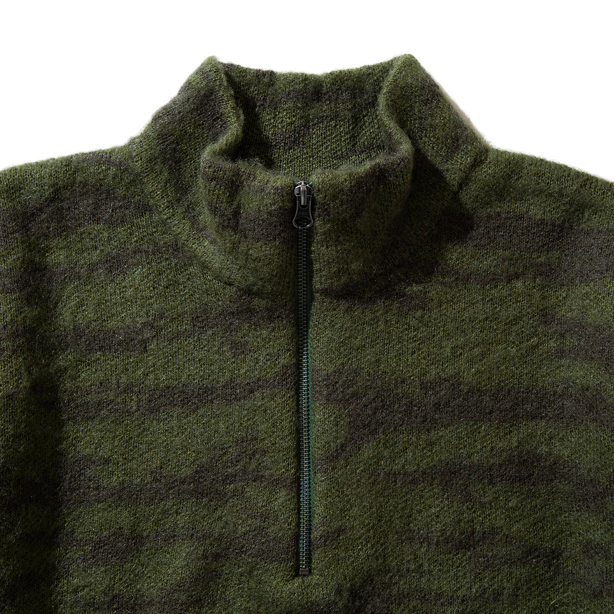 MOHAIR KNIT CAMO HALF ZIP PULLOVER