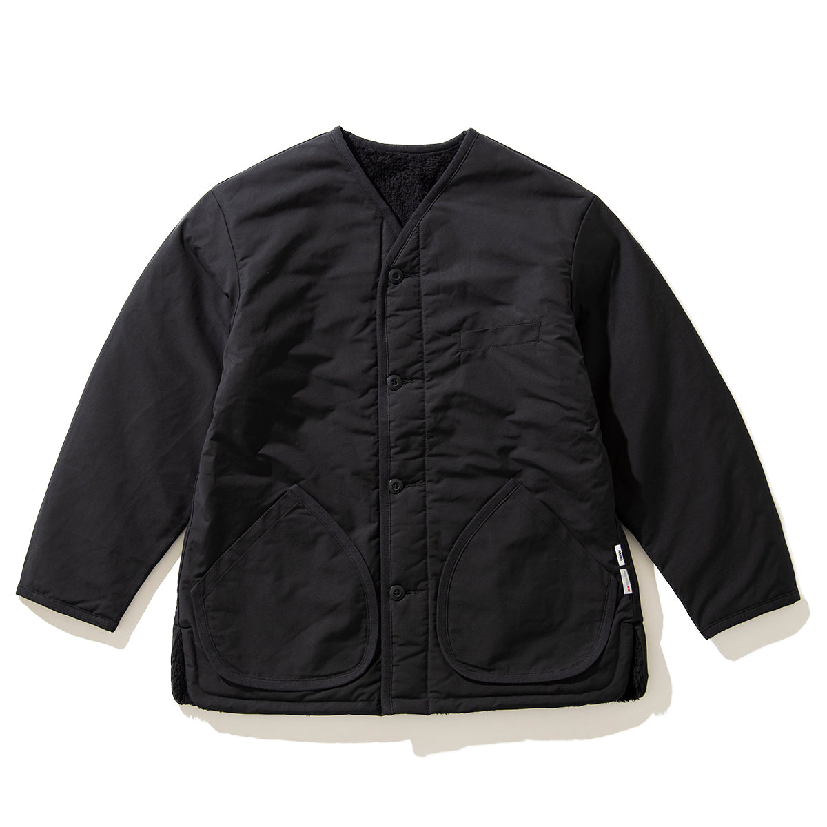 COTTON / POLYESTER REVERSIBLE NO COLLAR CARDIGAN JACKET